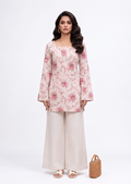 Pure Cotton Short Kurti — Blush Pink Floral