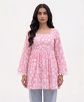 Cotton Printed Short Kurti — Candy Pink Floral