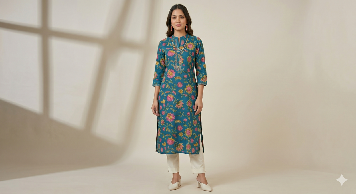 Rayon Flared Long Kurti — Deep Maroon